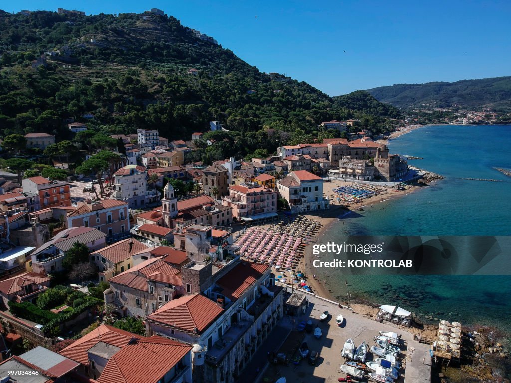 (EDITORS NOTE: Image was created with a drone.) Aerial view...