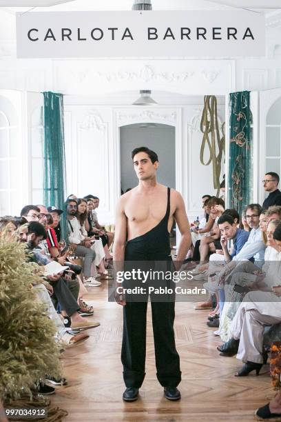 Model walks the runway during the Carlota Barrera show at Mercedes Benz Fashion Week Madrid Spring/ Summer 2019 on July 12, 2018 in Madrid, Spain.