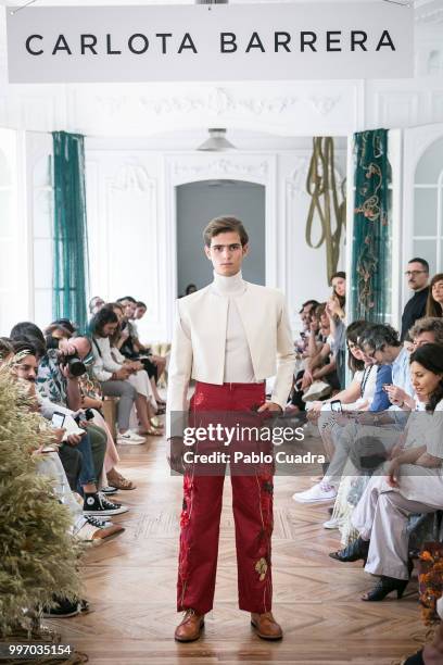 Model walks the runway during the Carlota Barrera show at Mercedes Benz Fashion Week Madrid Spring/ Summer 2019 on July 12, 2018 in Madrid, Spain.