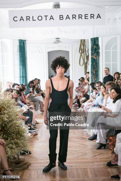 Model walks the runway during the Carlota Barrera show at Mercedes Benz Fashion Week Madrid Spring/ Summer 2019 on July 12, 2018 in Madrid, Spain.