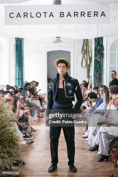 Model walks the runway during the Carlota Barrera show at Mercedes Benz Fashion Week Madrid Spring/ Summer 2019 on July 12, 2018 in Madrid, Spain.