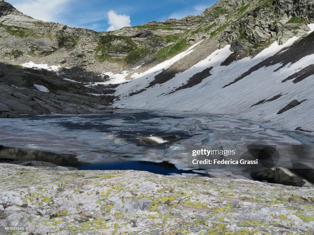 Detail View of Alpine Lake Lago del Paione Superiore in Bognanco Valley