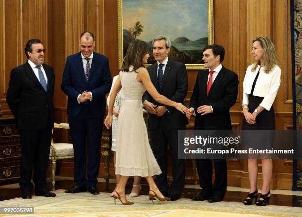 Queen Letizia of Spain attends several audiences at Zarzuela Palace on July 12, 2018 in Madrid, Spain.