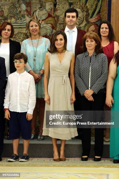 Queen Letizia of Spain attends several audiences at Zarzuela Palace on July 12, 2018 in Madrid, Spain.