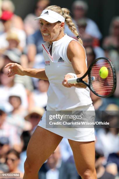 Womens Singles, Semi-Finals - Jelena Ostapenko v Angelique Kerber - Angelique Kerber at All England Lawn Tennis and Croquet Club on July 12, 2018 in...