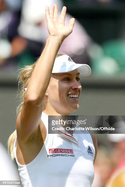 Womens Singles, Semi-Finals - Jelena Ostapenko v Angelique Kerber - Angelique Kerber celebrates her win at All England Lawn Tennis and Croquet Club...