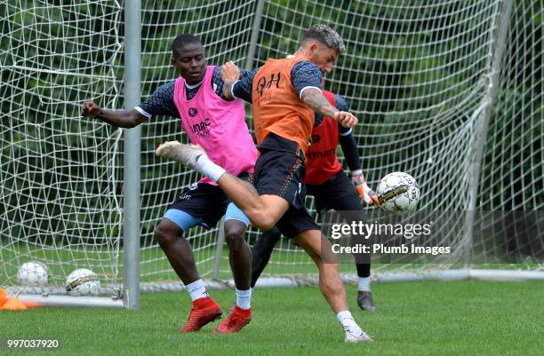 Derrick Tshimanga with Esteban Casagolda during the OH Leuven Pre-Season Training Camp on July 12, 2018 in Maribor, Slovenia.