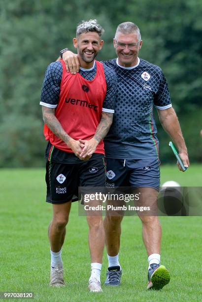 Esteban Casagolda with OH Leuven Manager Nigel Pearson during the OH Leuven Pre-Season Training Camp on July 12, 2018 in Maribor, Slovenia.