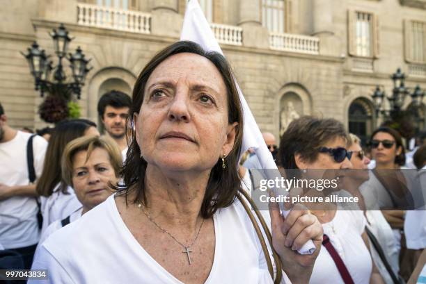 María Luisa Esponera attends a demonstration in favour of Spanish-Catalonian dialogue in the wake of the contentions independence referendum in Sant...