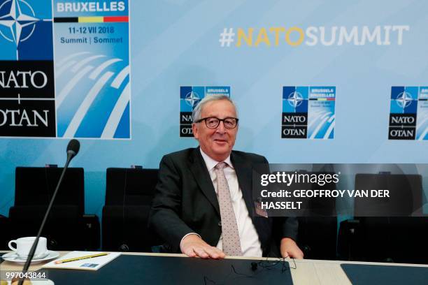 President-of the EU Commission Jean-Claude Juncker attends the second day of the NATO summit, in Brussels, on July 12, 2018.