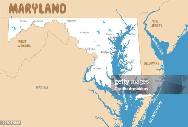 maryland map - virginia v maryland stock illustrations