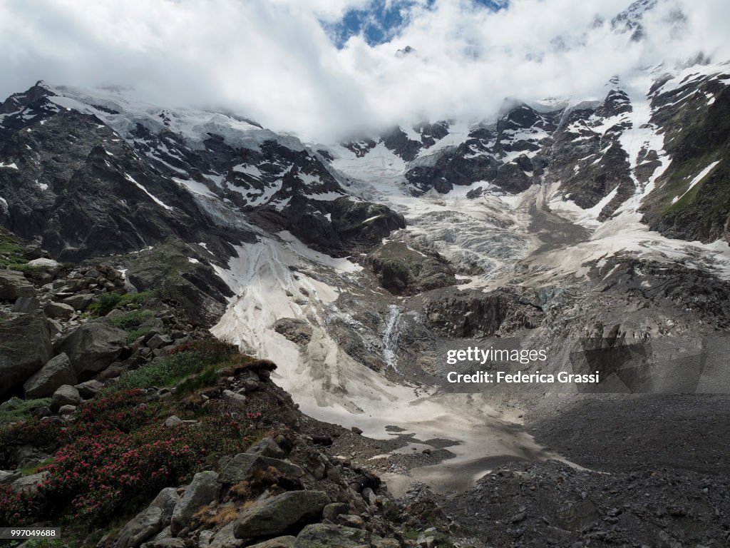 Detail View Of Melting Belvedere Glacier On Monte Rosa
