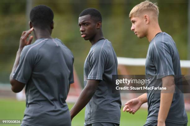 Eddie Nketiah of Arsenal during a training session at London Colney on July 12, 2018 in St Albans, England.