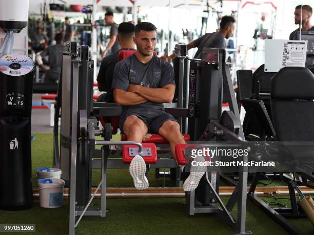 Sead Kolasinac of Arsenal during a training session at London Colney on July 12, 2018 in St Albans, England.