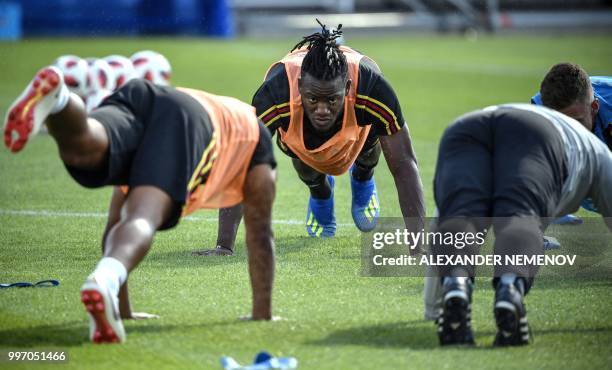 Belgium's forward Michy Batshuayi attends a training session in Dedovsk outside Moscow on July 12 ahead of the 2018 World Cup play-off for third...