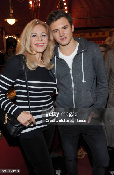 Actress Julia Kent and her son Jacob during the premiere gala of Circus Roncalli under the slogan "40 years of traveling towards the rainbow" at the...