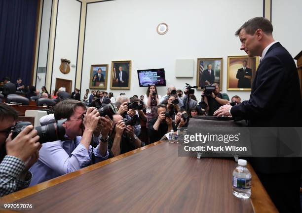 Deputy Assistant FBI Director Peter Strzok arrives to testify before a joint committee hearing of the House Judiciary and Oversight and Government...