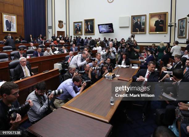 Deputy Assistant FBI Director Peter Strzok waits to testify before a joint committee hearing of the House Judiciary and Oversight and Government...