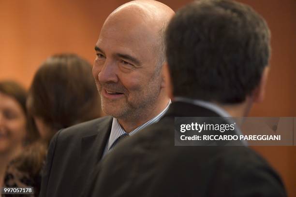 Pierre Moscovici, EU Commissioner for Economic and Financial Affairs, Taxation and Customs attends the Eurogroup meeting of the EU Eurozone Finance...