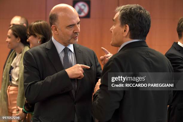 Pierre Moscovici, EU Commissioner for Economic and Financial Affairs, Taxation and Customs attends the Eurogroup meeting of the EU Eurozone Finance...