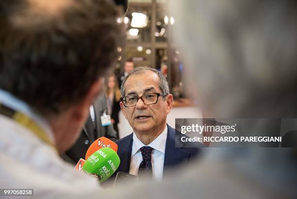 Giovanni Tria, Italian Minister of Finance attends the Eurogroup meeting of the EU Eurozone Finance Ministers at the European Council, on July 12,...