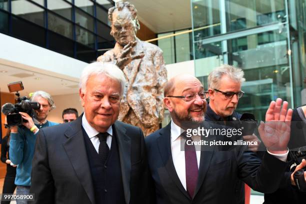 Chairman Martin Schulz and former Spanish prime minister Felipe González partake in a memorial event in honour of former Germany chancellor Willy...