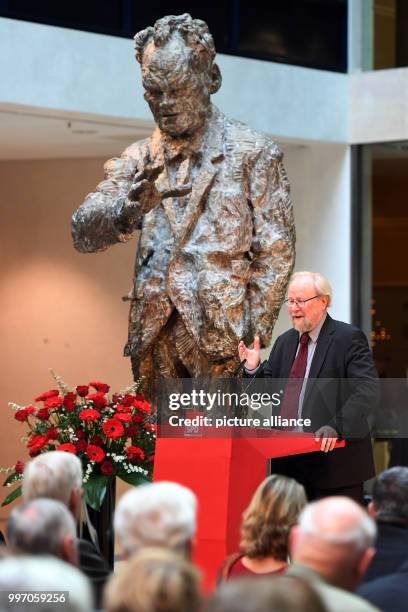 Wolfgang Thierse speaks during an memorial event in honour of former Germany chancellor Willy Brandt's 25th death anniversary at the Willy Brandt...