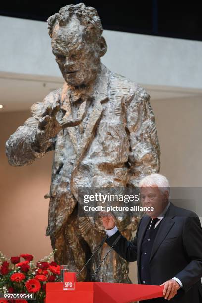 Wolfgang Thierse speaks during an memorial event in honour of former German chancellor Willy Brandt's 25th death anniversary at the Willy Brandt...