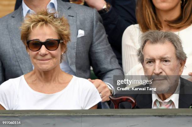 Zoe Wanamaker and Gawn Grainger attend day ten of the Wimbledon Tennis Championships at the All England Lawn Tennis and Croquet Club on July 12, 2018...