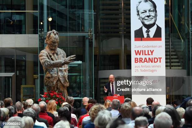 Wolfgang Thierse speaks during an memorial event in honour of former Germany chancellor Willy Brandt's 25th death anniversary at the Willy Brandt...