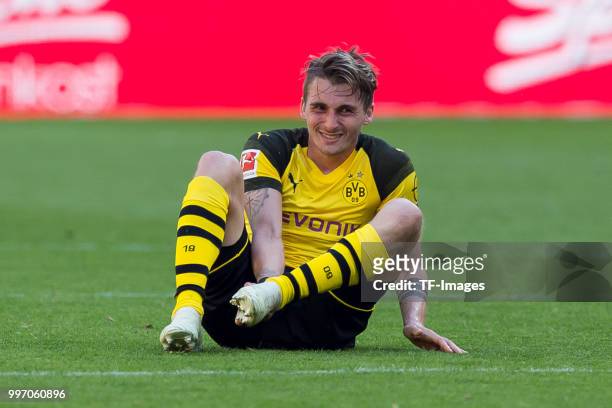 Maximilian Philipp of Dortmund on the ground during the Bundesliga match between Borussia Dortmund and 1. FSV Mainz 05 at Signal Iduna Park on May 5,...