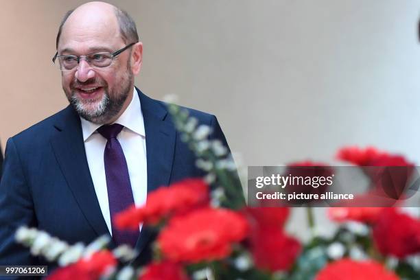 Chairman Martin Schulz attends a memorial honour event marking the 25th death anniversary of former Germany chancellor Willy Brandt's at the Willy...