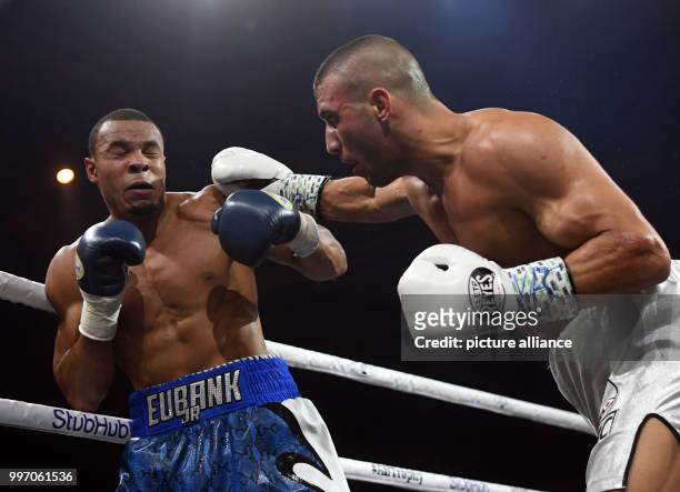 Britain's Chris Eubank Jr. In action with Turkey's Avni Yildirim during their World Boxing Super Series IBO super-middleweight quarterfinals fight at...