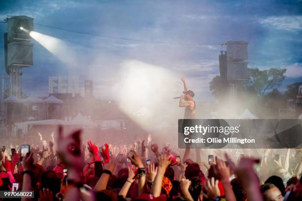 Tory Lanez performs onstage at the mainstage at The Plains of Abraham in The Battlefields Park during day 7 of the 51st Festival d'ete de Quebec on...