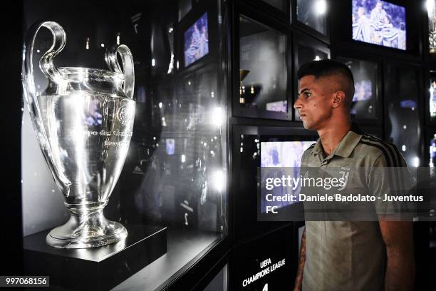 Joao Cancelo during a Juventus Press Conference at Juventus Museum on July 12, 2018 in Turin, Italy.