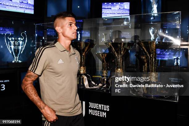 Joao Cancelo during a Juventus Press Conference at Juventus Museum on July 12, 2018 in Turin, Italy.