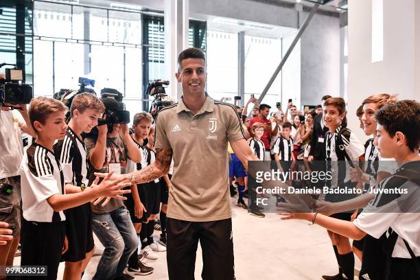 Joao Cancelo during a Juventus Press Conference at Juventus Store on July 12, 2018 in Turin, Italy.