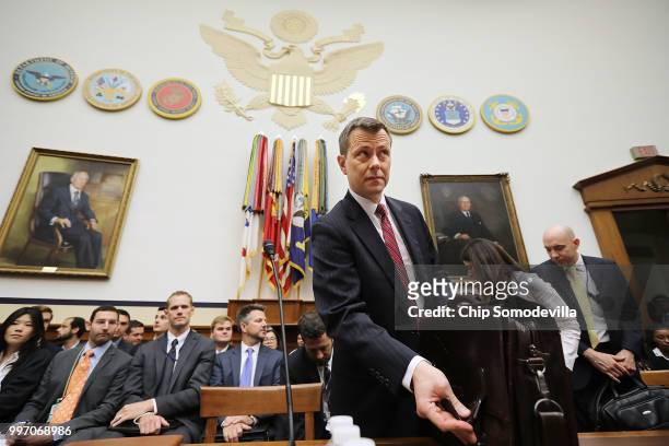 Deputy Assistant FBI Director Peter Strzok arrives for a joint hearing of the House Judiciary and Oversight and Government Reform committees in the...