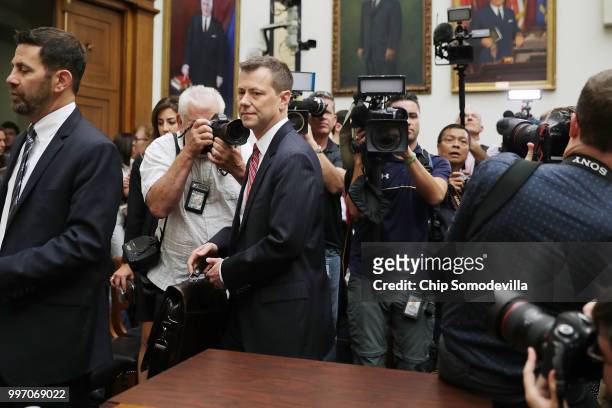 Deputy Assistant FBI Director Peter Strzok arrives for a joint hearing of the House Judiciary and Oversight and Government Reform committees in the...