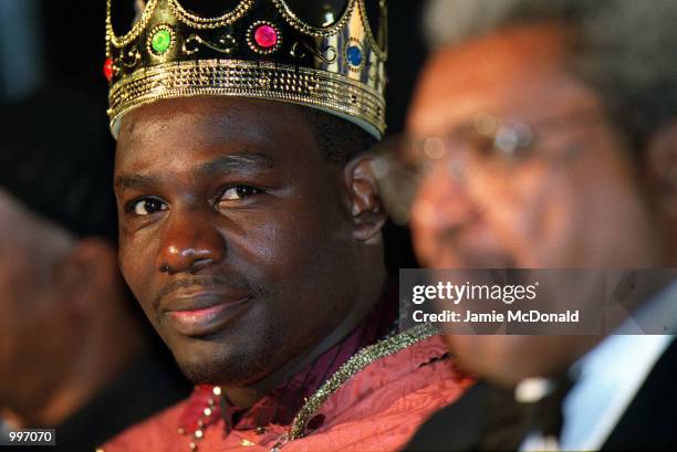 Portrait of Hasim Rahman at a press conference in Sound, Leicester Square, London, to announce his forthcoming title defence against Lennox Lewis for...