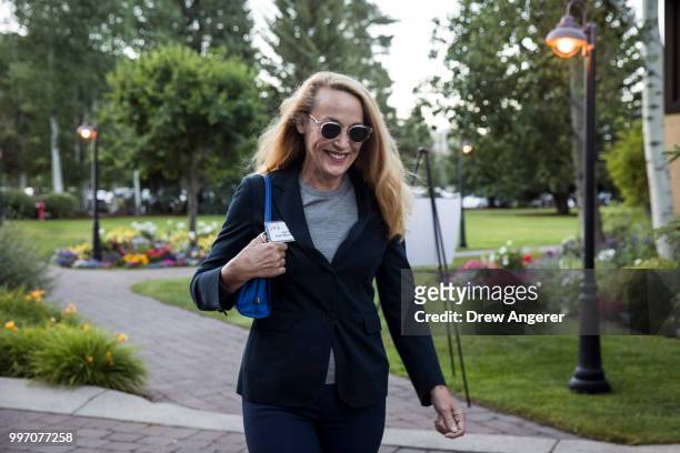 Jerry Hall attends the annual Allen & Company Sun Valley Conference, July 12, 2018 in Sun Valley, Idaho. Every July, some of the world's most wealthy...