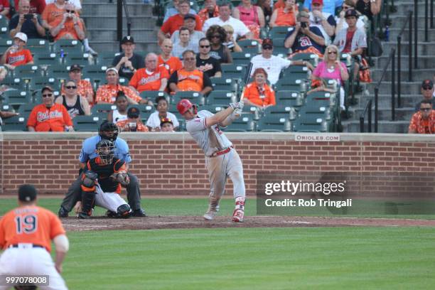 Los Angeles Angels Mike Trout in action, at bat vs Baltimore Orioles at Oriole Park at Camden Yards. Baltimore, MD 6/30/2018 CREDIT: Rob Tringali