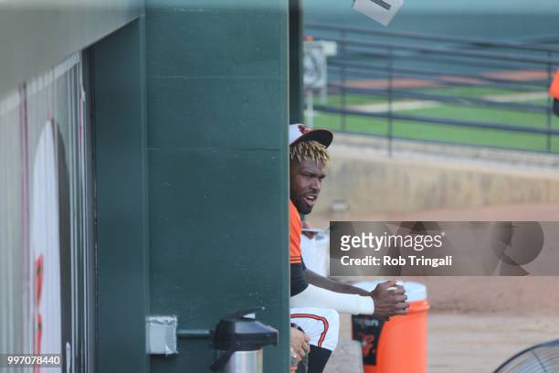View of Baltimore Orioles Miguel Castro before game vs Los Angeles Angels at Oriole Park at Camden Yards. Baltimore, MD 6/30/2018 CREDIT: Rob Tringali