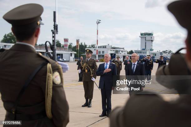 Secretary of Defense James Mattis participates in a Welcoming Ceremony with Croatian Minister of Defense Damir Krsticevic upon landing on July 12,...