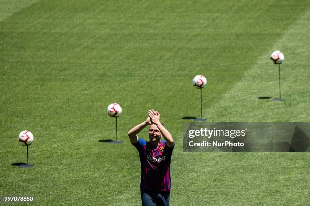 Presentation of Arthur Melo from Brasil after being the first new signing for FC Barcelona 2018/2019 La Liga team in Camp Nou Stadiu, Barcelona on 11...