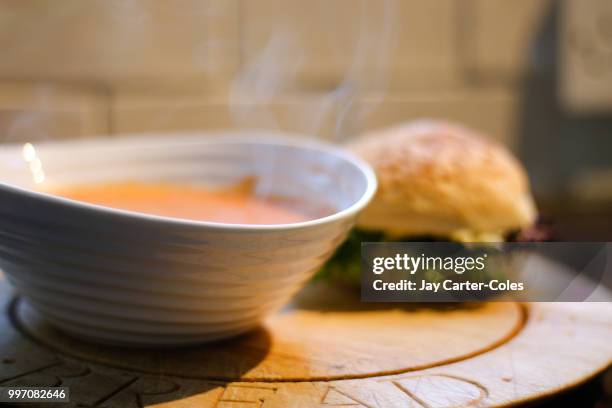 soup and bread - coles stock pictures, royalty-free photos & images