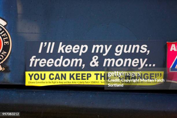 pro-gun, anti-obama bumper sticker - saint charles missouri stock pictures, royalty-free photos & images