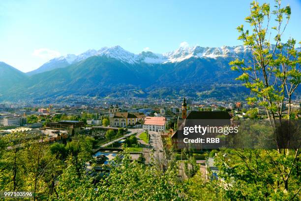 panoramic view of innsbruck - innsbruck stock pictures, royalty-free photos & images