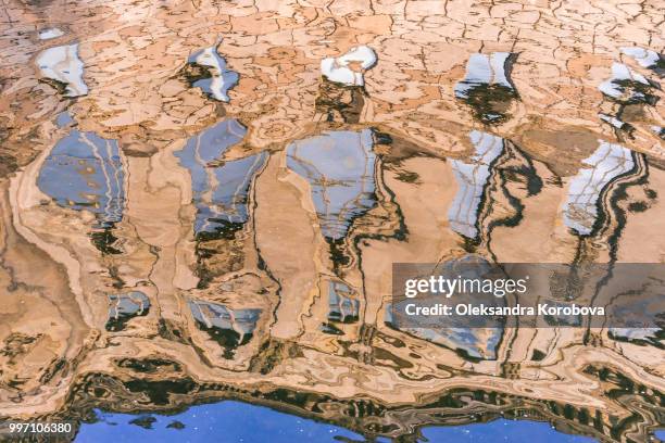 ornate museum walls reflecting in the water of the spree river at sunset. - bokeh museum stock pictures, royalty-free photos & images