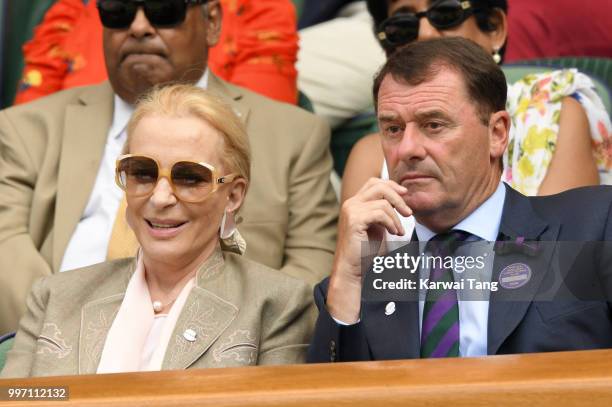 Princess Michael of Kent and Wimbledon Chairman Philip Brook attend day ten of the Wimbledon Tennis Championships at the All England Lawn Tennis and...